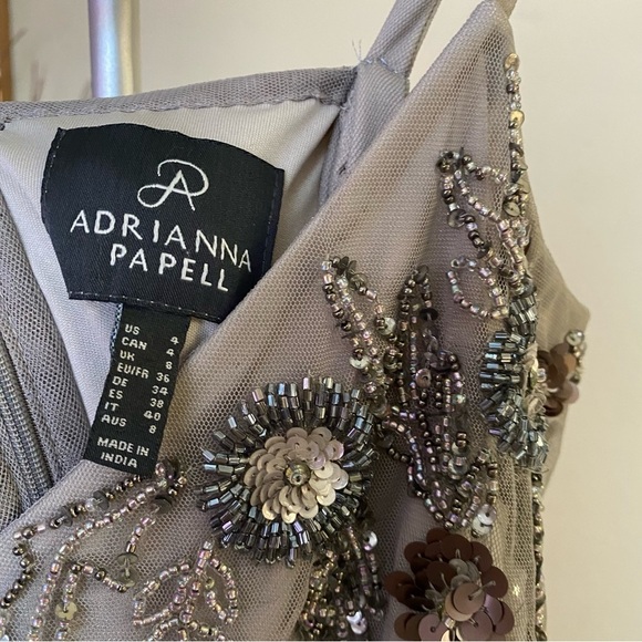 Adrianna Papell Floral Beaded Gown Serenity Multi size 4 - Picture 10 of 16
